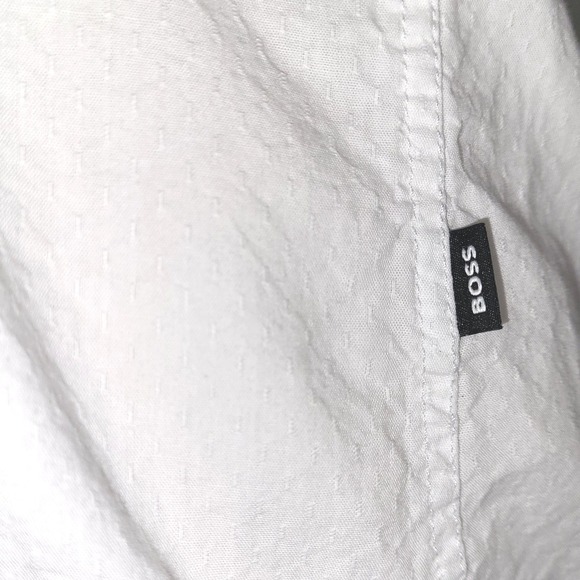 Hugo Boss Crisp White Structured Textured Slim Fit Tailored Button Down Blouse S - Picture 4 of 12
